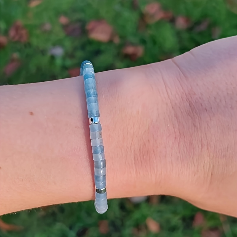Adjustable Aquamarine Stone Bracelet Dainty & Minimalist